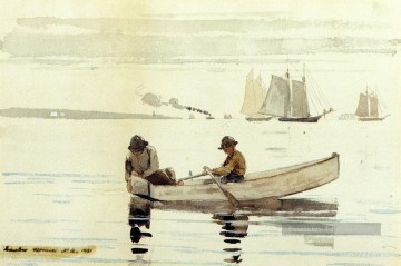Garçons Pêche Gloucester Harbour Winslow Homer aquarelle Peinture à l'huile